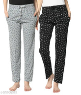 Multicolor cotton blend printed trousers for women, straight-fit style, ideal for casual wear (32, 28in/38in; 34, 30in/39in; 36, 32in/40in; 38, 34in/41in)